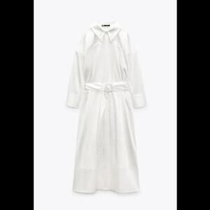 NWT (24) ZARA SATIN EFFECT SHIRT DRESS, M